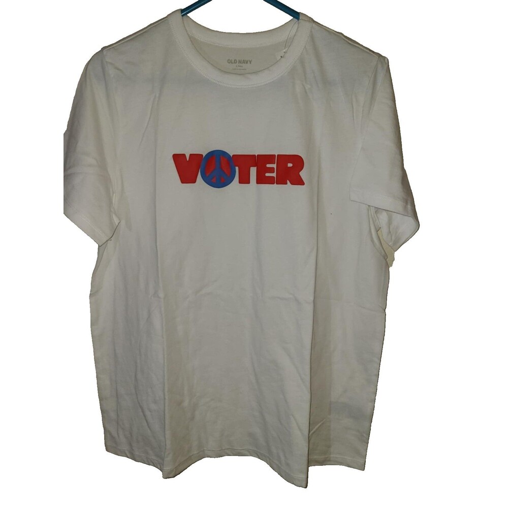 Old Navy x Rock the Vote T-Shirt Size Tall Women's Large Peace Sign NEW NWT